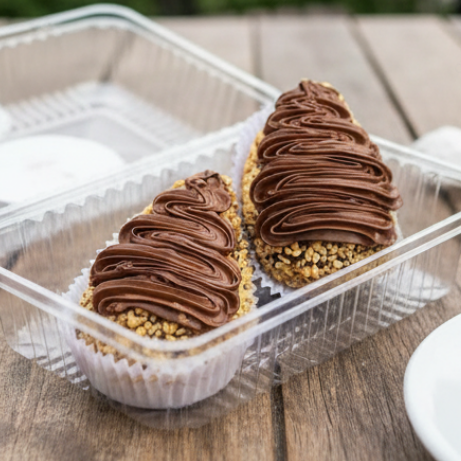 Morango envolto no brigadeiro de Ninho, coberto por amendoim e finalizado com Nutella.