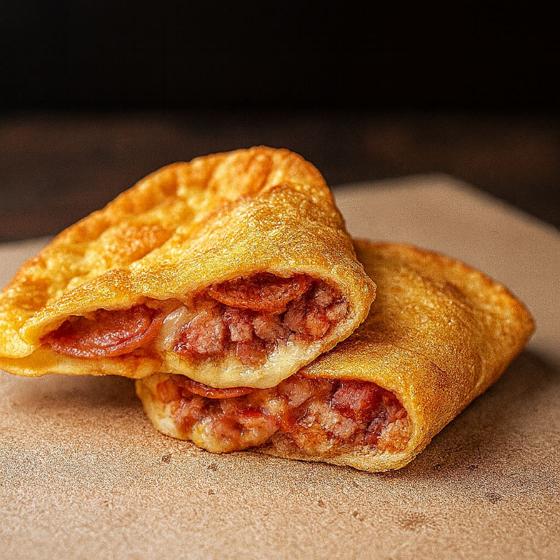 massa de pastel com recheio de presunto com queijo mussarela e com tomates oregano e milho