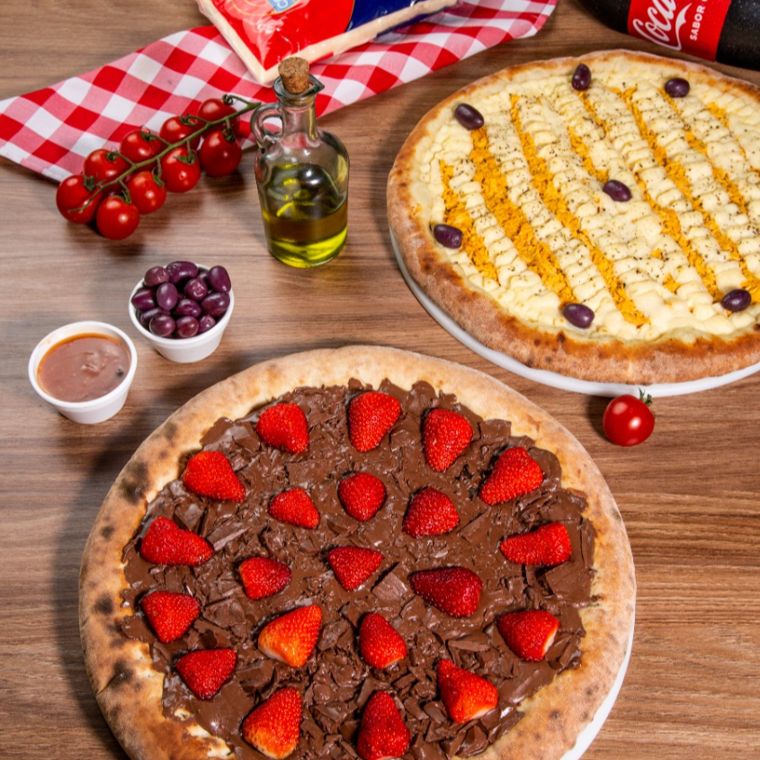 1 pizza grande + 1 broto doce + 1 refri 2L