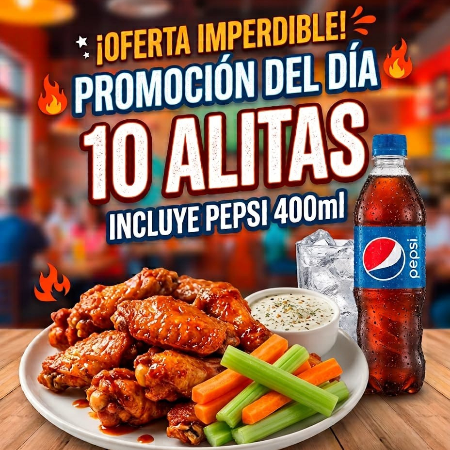 10 Alitas con pepsi