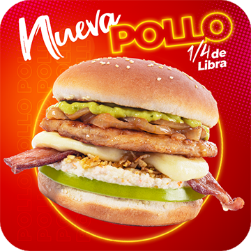 Hamburguesa de Pollo (Queso & Tocineta)