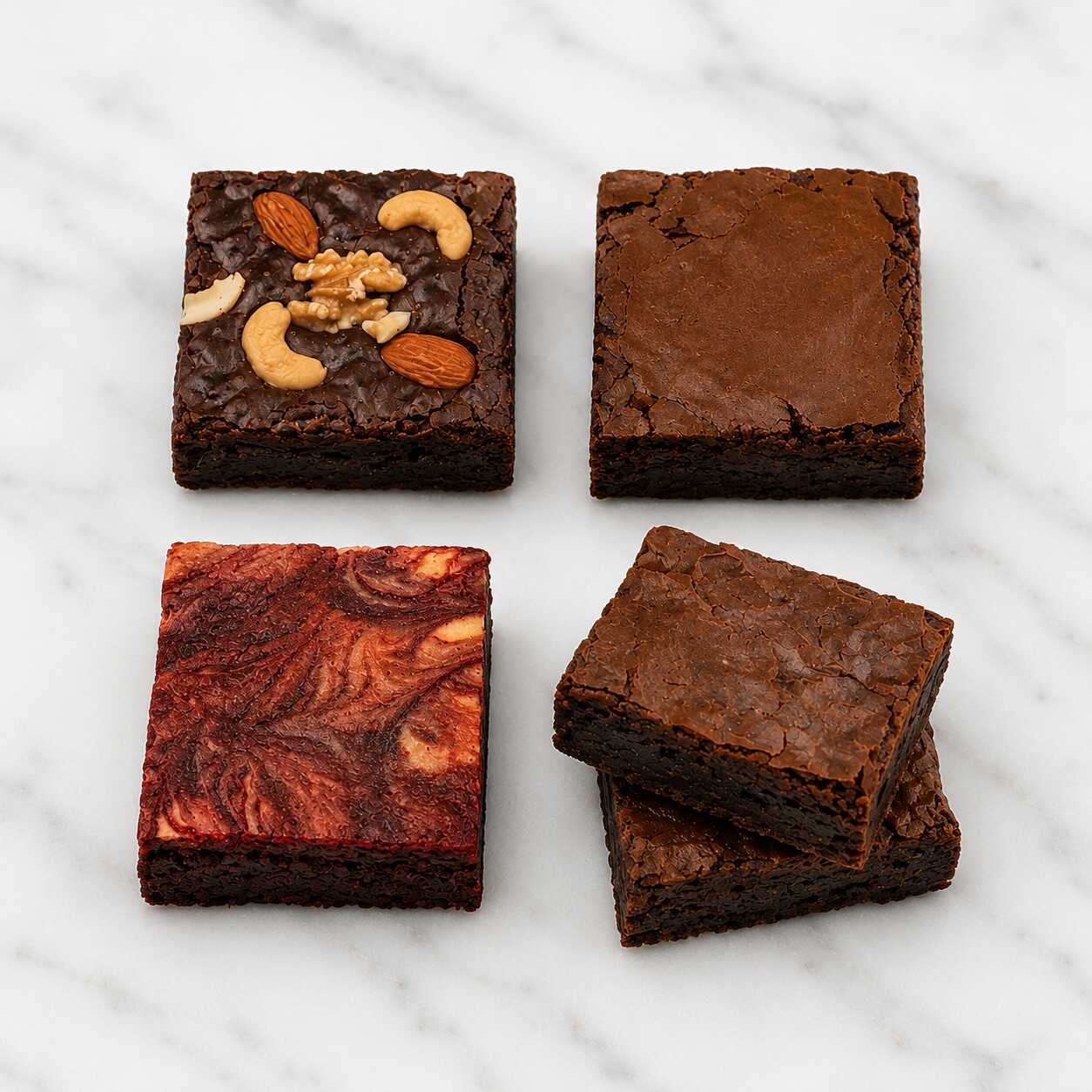 Um tour pelas nossas melhores massas. Leve 5 brownies de 90g: 1 Tradicional, 1 Nozes, 1 Mix de Castanhas, 1 Red Velvet e 1 Supreme Cacau. A pedida certa para experimentar a nossa linha Supreme e as texturas originais de uma só vez, com desconto.
