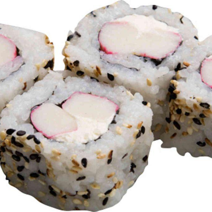 kani (caranguejo), Shari, cebolinha, folha de alga marinha (nori), cream cheese, gergelim torrado 10 peças