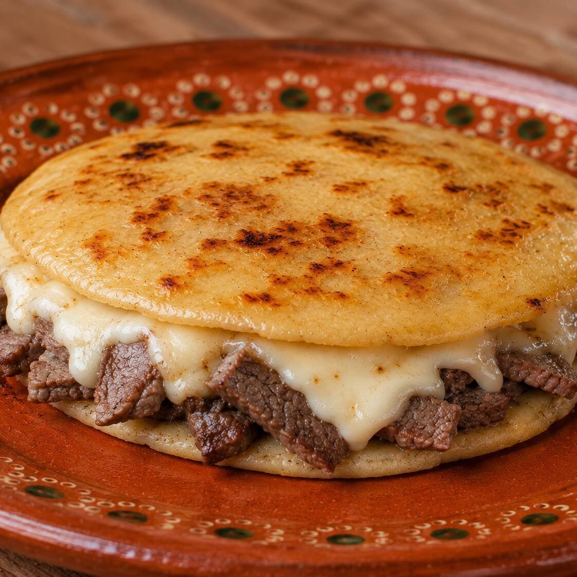 GORDITA DE QUESO CON BISTEC NATURAL 18cm