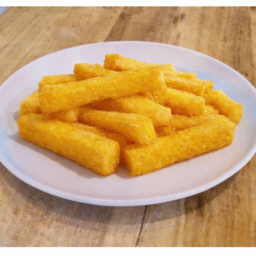 Polenta frita. Serve duas pessoas. 400gr