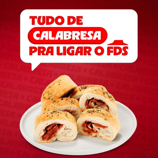 Delicioso pão feito com massa Pizza Hut, recheado com calabresa fatiada bem fininha e cebola