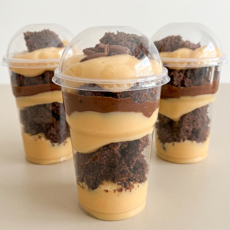 Composto por brigadeiro de leite Ninho, Nutella e pedaços de brownie