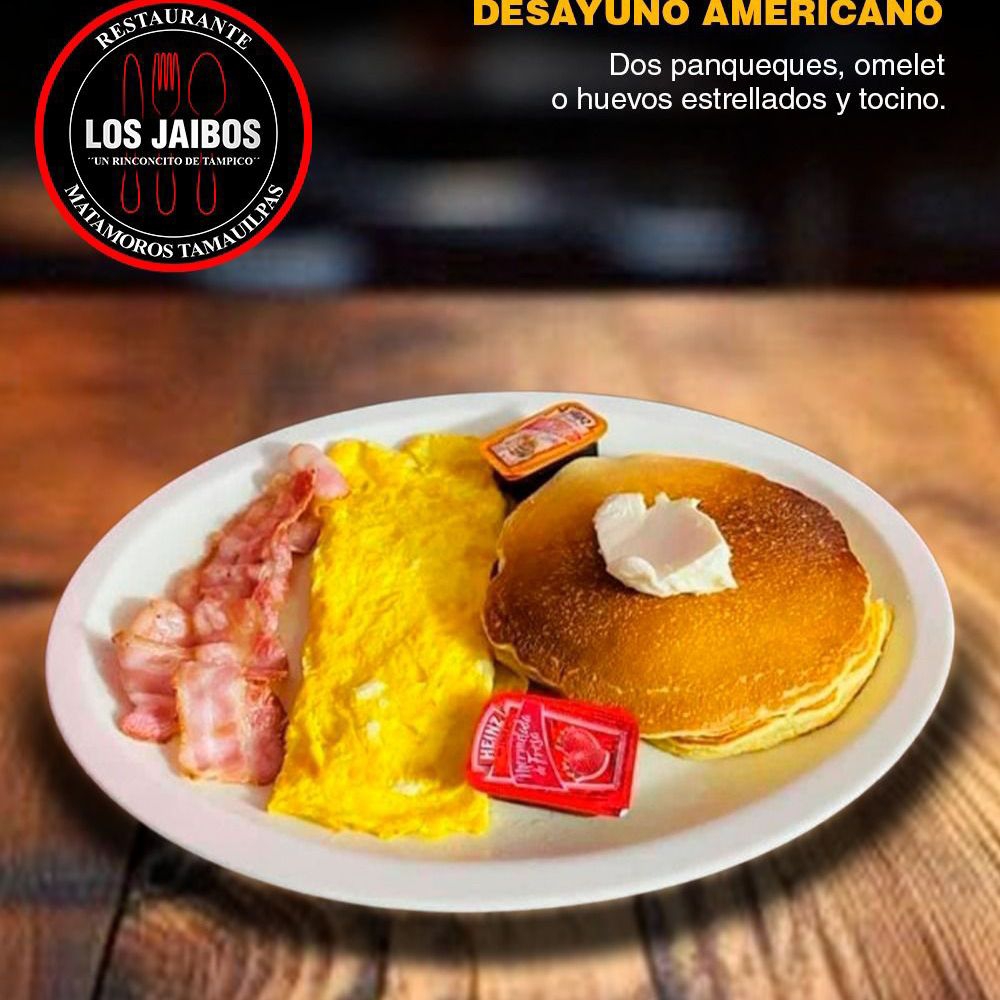 Desayuno Americano❤️🥓- 2Hot Cakes, Huevo, Tocino
