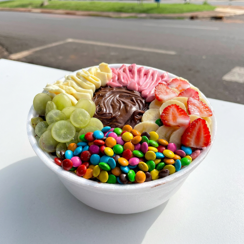 Açaí, Morango, Mousse de Morango, Banana