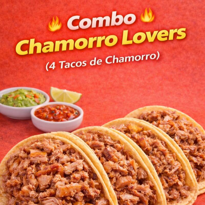 🔥 Combo Chamorro Lovers (4 Tacos de Chamorro) 🌮