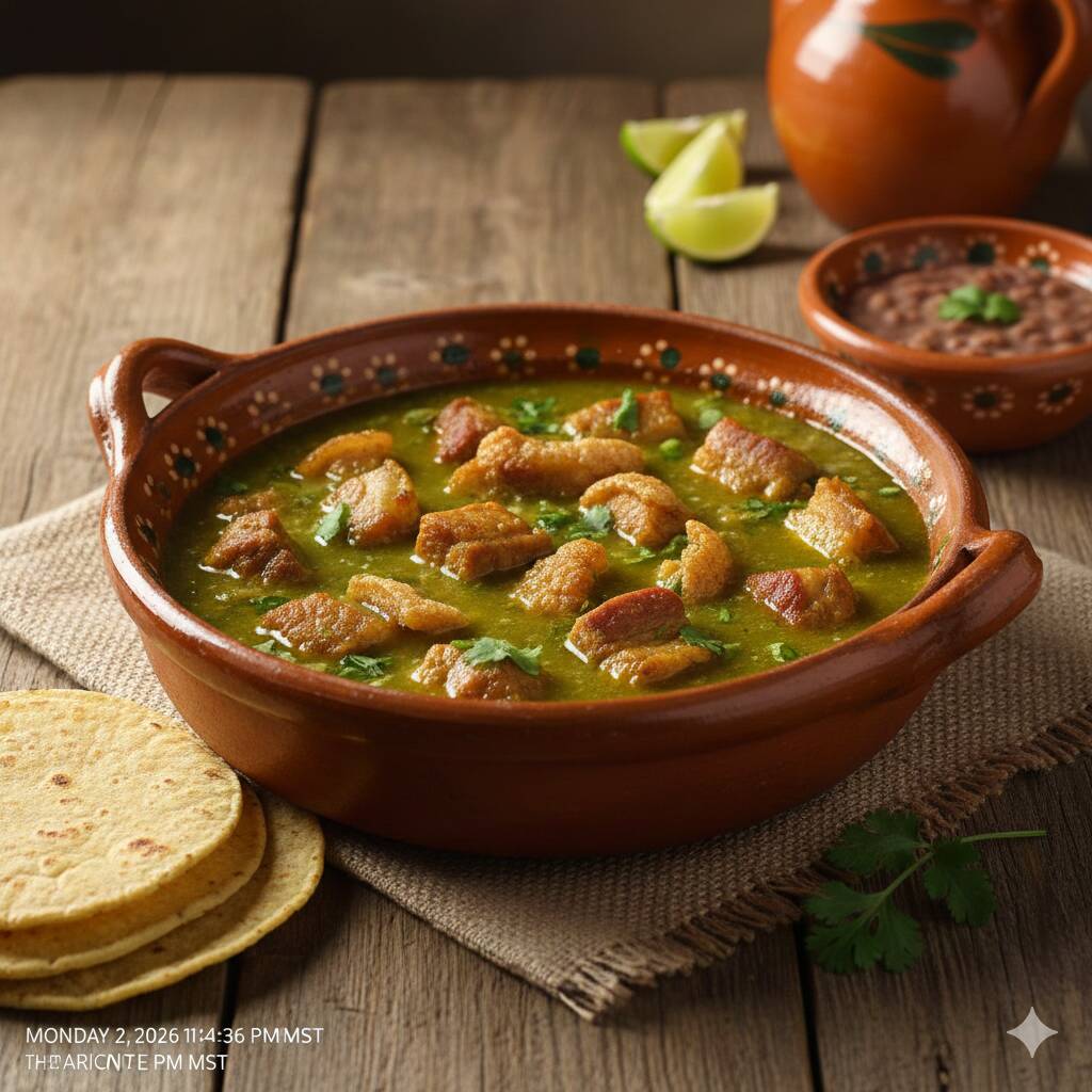 Guisado Extra, Chicharrón con Carnitas en Salsa Ve