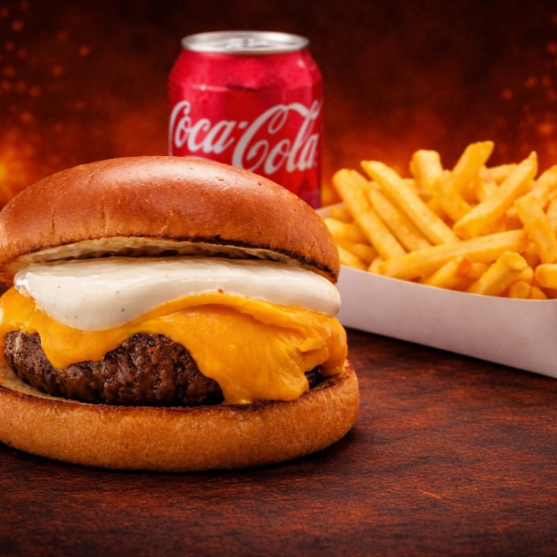 O equilíbrio perfeito entre sabor e praticidade. Nosso Classic Burger com hambúrguer Angus suculento de 200g no pão brioche macio, acompanhado de fritas douradas e crocantes (200g), refrigerante lata 350ml.