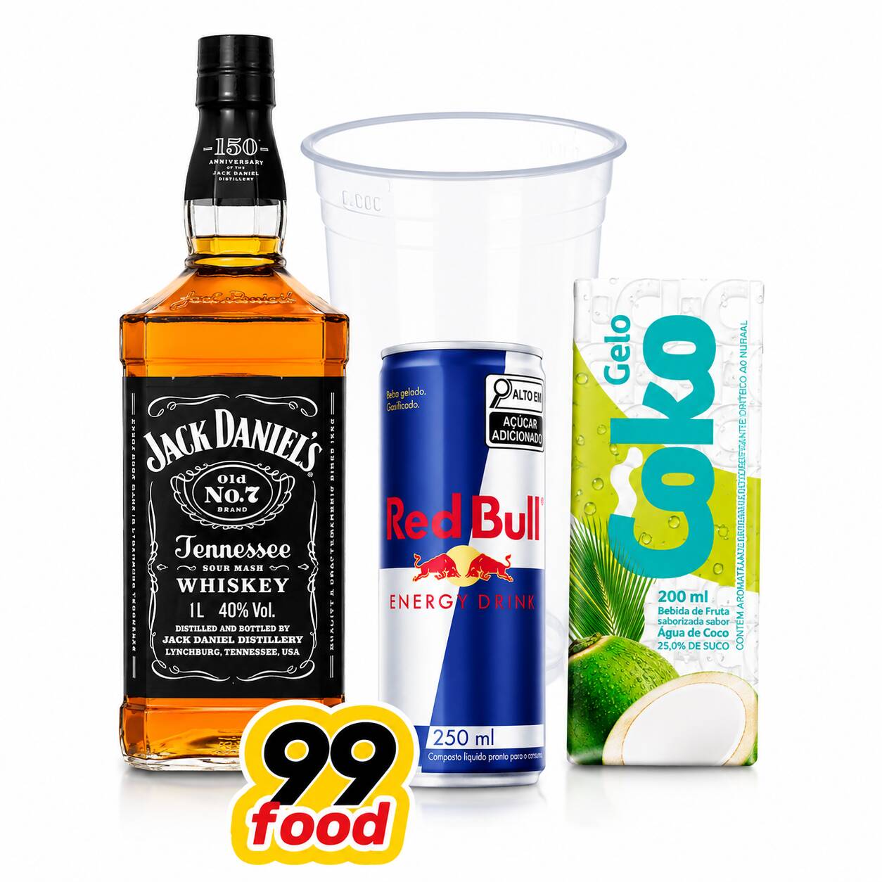 Dose separada, com gelo a escolha e redbull