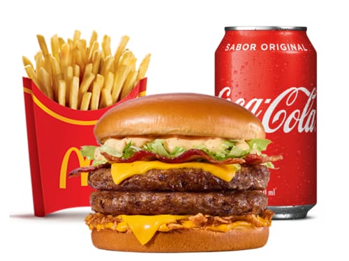 O novo sanduíche contém dois hambúrgueres de carne 100% bovina. O peso total da carne “in natura" (somando-se os dois hambúrgueres) aumentou em 51,7% / 77,6 g, passando de 150 g para 227,6 g, em comparação com o peso total de carne "in natura" (um hambúrg