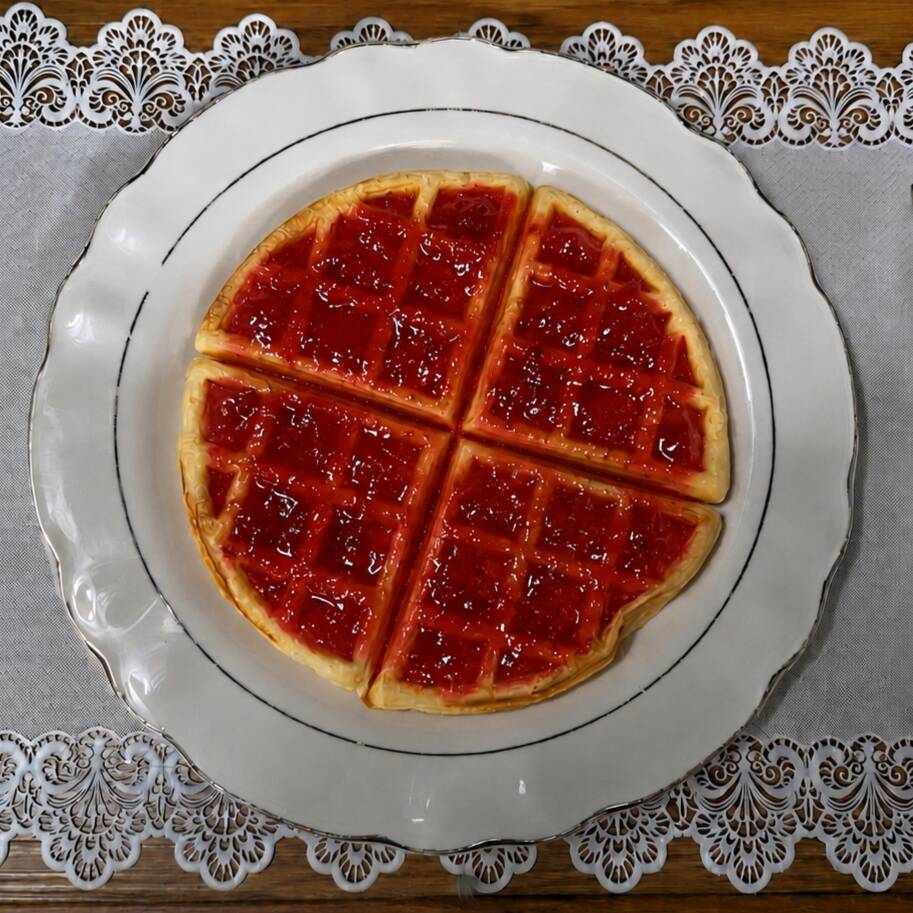 Waffle Con Mermelada de Fresa