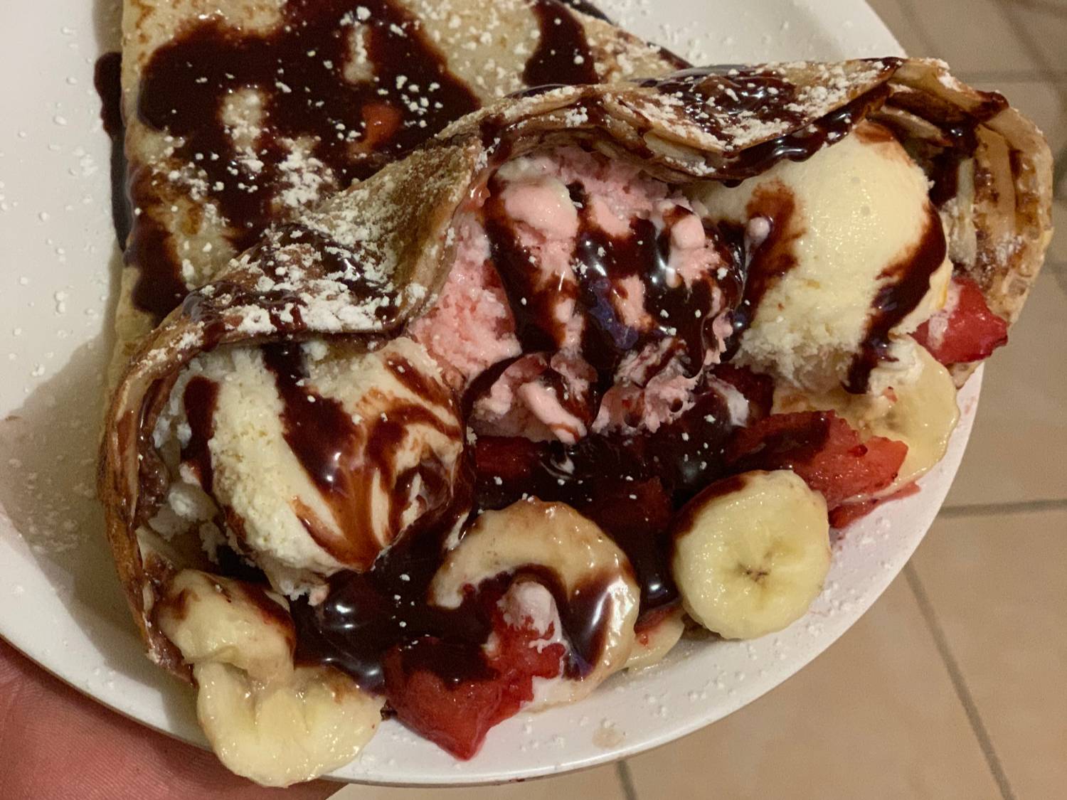 Nutella, Plátano, Fresas y Nieve