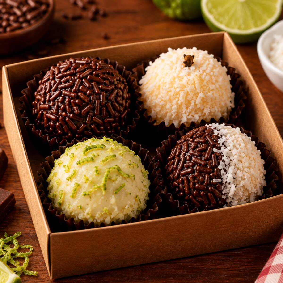 Descrição do Combo Quarteto da Felicidade
Quatro docinhos para deixar qualquer momento mais feliz! Escolha entre brigadeiro, beijinho, limão, casadinho, ninho com Nutella e Ferrero rocher e monte seu quarteto do jeitinho que você gosta. Cremosos, deliciosos e perfeitos para adoçar o dia!