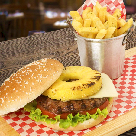 Hamburguesa Hawaiana con Papas