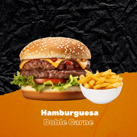 2 Hamburguesas Dobles + Papas