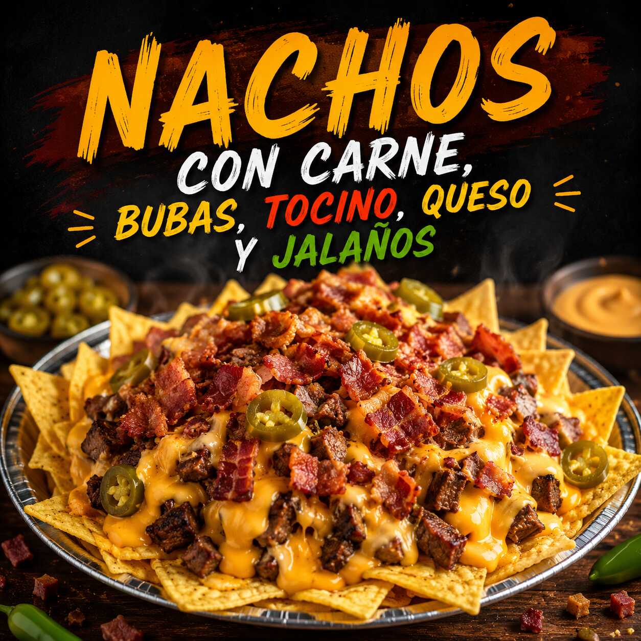 Nachos Chicos con Carne, Bubas, Tocino