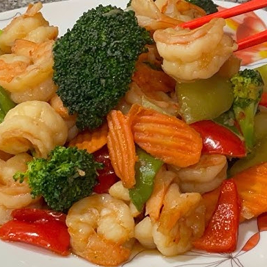 Camarón con Vegetales