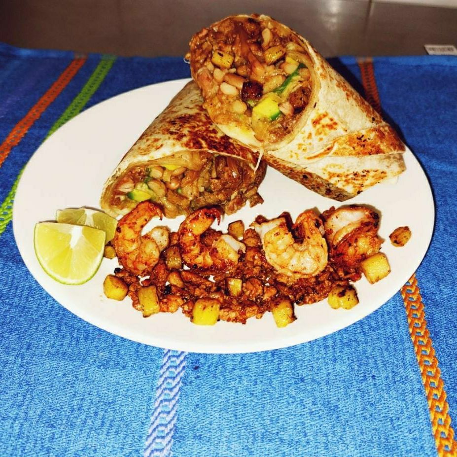 BURRITO DE PASTOR CON CAMARON XL