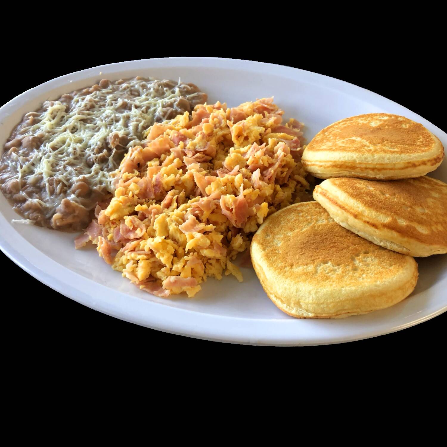Huevos con Hotcakes y Frijoles