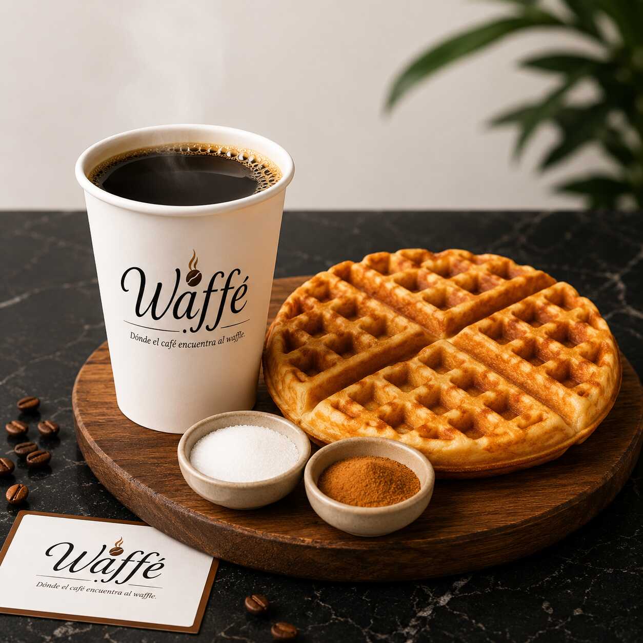 Waffle de la Casa + Americano de 12 Oz