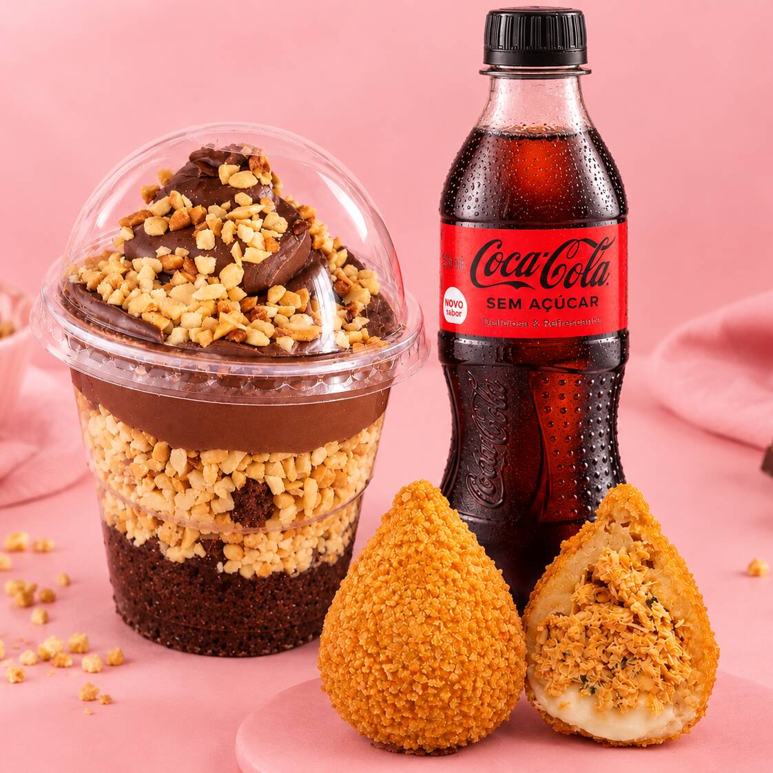Combo Mata a Fome - Ferrero - combinação de coxinha crocante - copo de felidade 150ml de Ferrero + coquinha zero 200ml