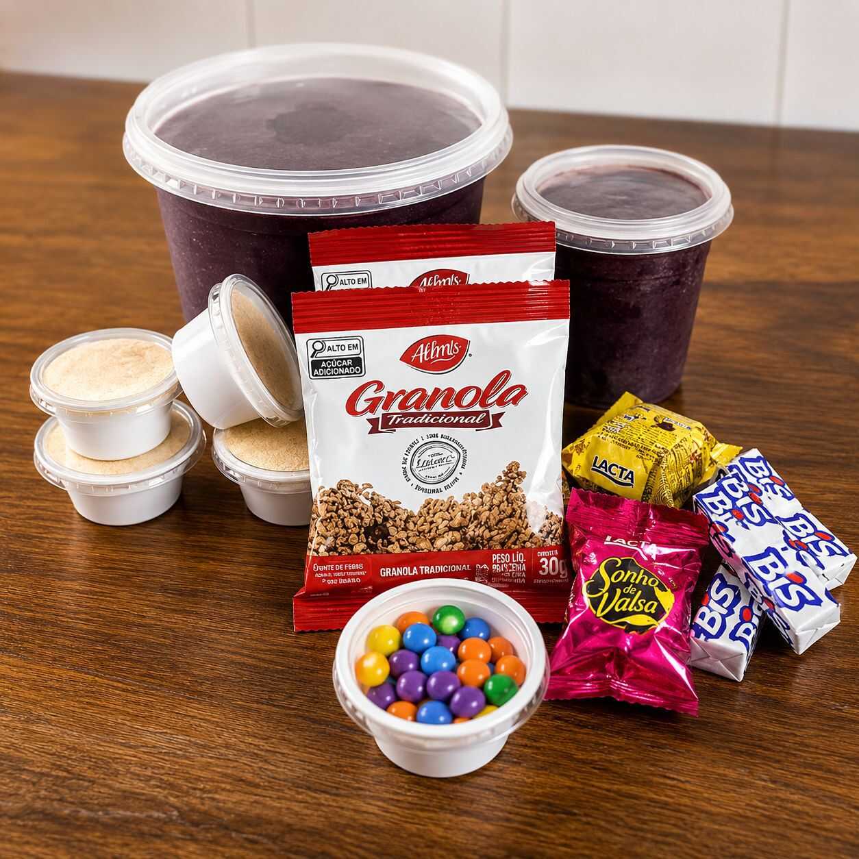 Adicionais inclusos: Banana, Morango, Leite Ninho, Granola, Leite Condensado, Far. Láctea, Chocolate.