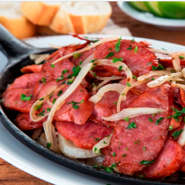 Ideal para pesticar, calabresa em rodelas, cebola, pimenta biquinho