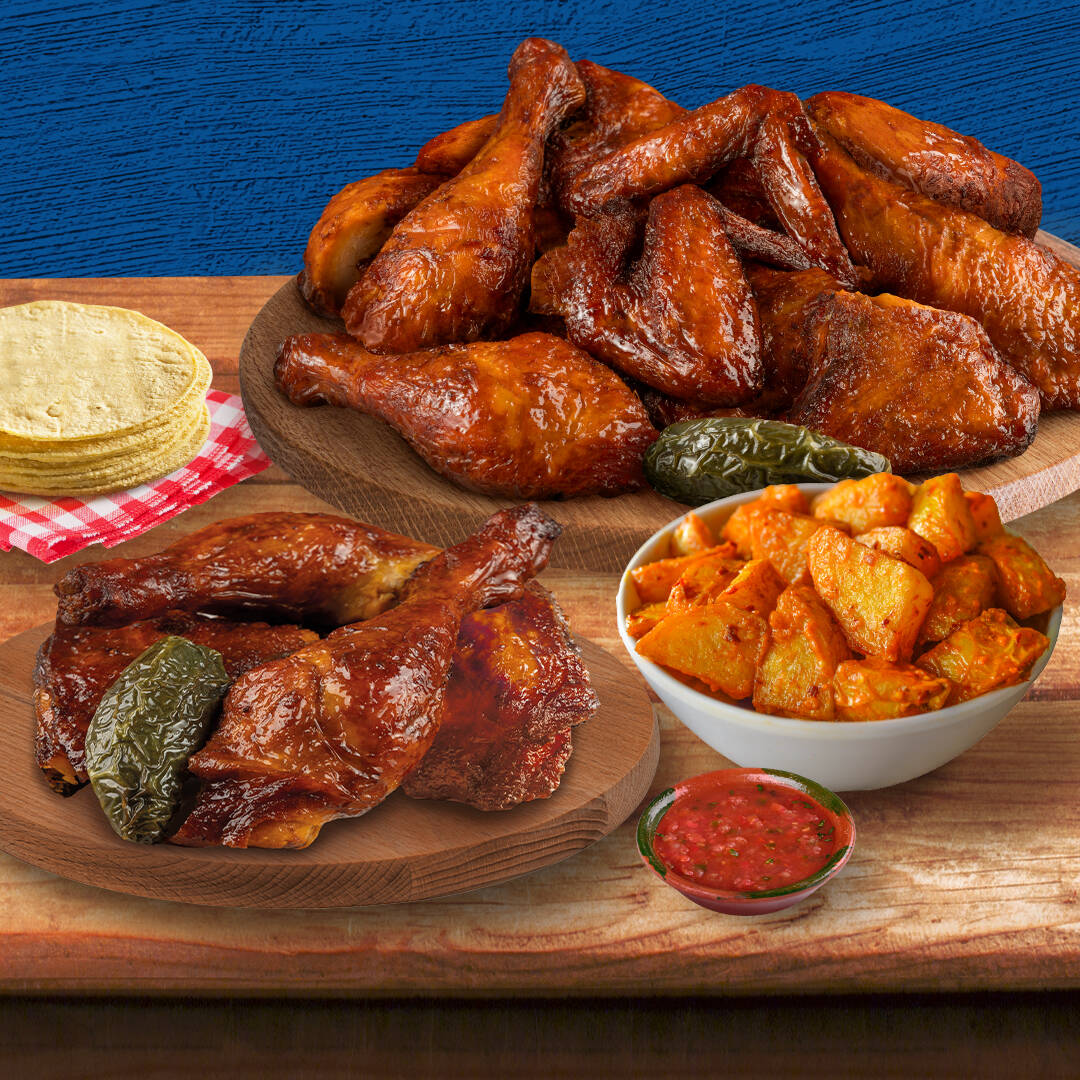 Pollo y Medio con Broncopapas