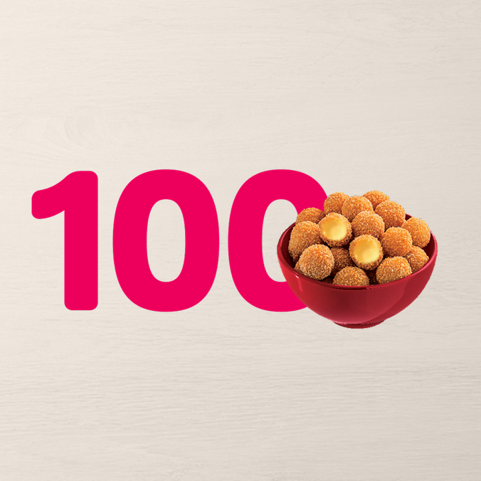 100 Crocs pra curtir com a galera. Crocância e queijo em cada mordida!