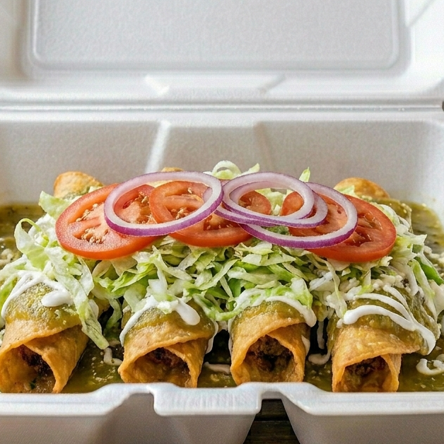 Tacos Ahogados en Salsa Vede