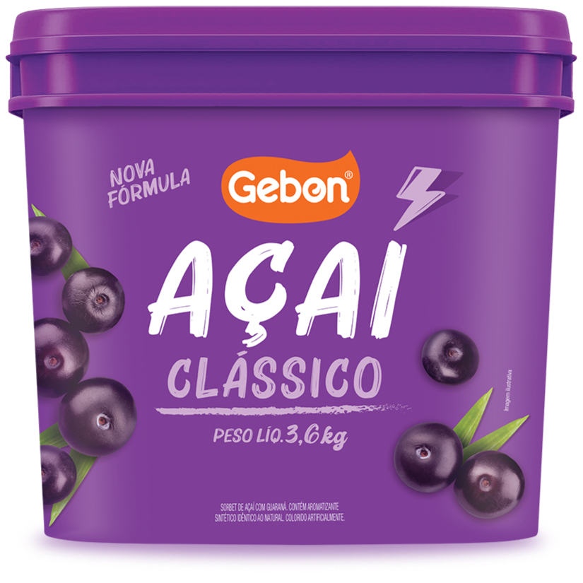 Delicioso açaí cremoso com guaraná, perfeito para montar copos ou tigelas com seus acompanhamentos favoritos. Sabor intenso de açaí com leve dulçor do guaraná, textura cremosa e refrescante. Polpa de açaí, água, açúcar, extrato de guaraná, maltodextrina, estabilizantes (goma guar, goma xantana e carboximetilcelulose), acidulante ácido cítrico e aromatizantes.