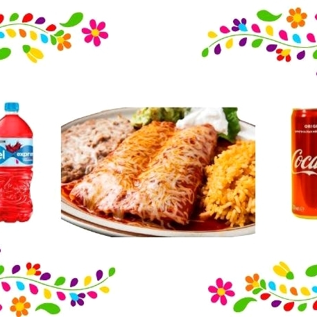 Enchiladas Rojas mas Soda