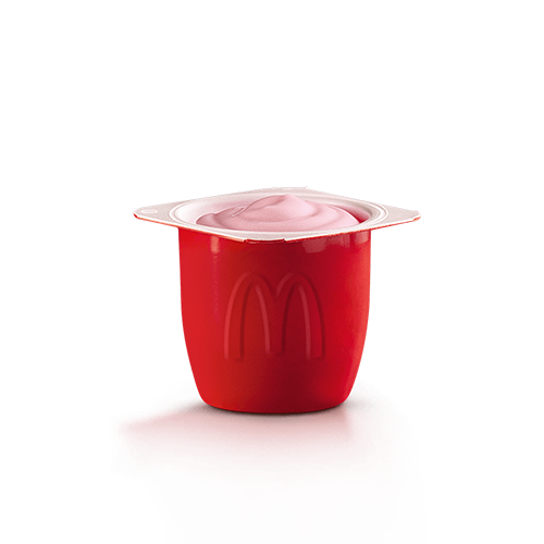 Petit suisse com preparado de morango.