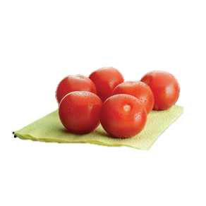 Tomatinhos vermelhinhos, fresquinhos e saborosos como acompanhamento no McLanche Feliz.