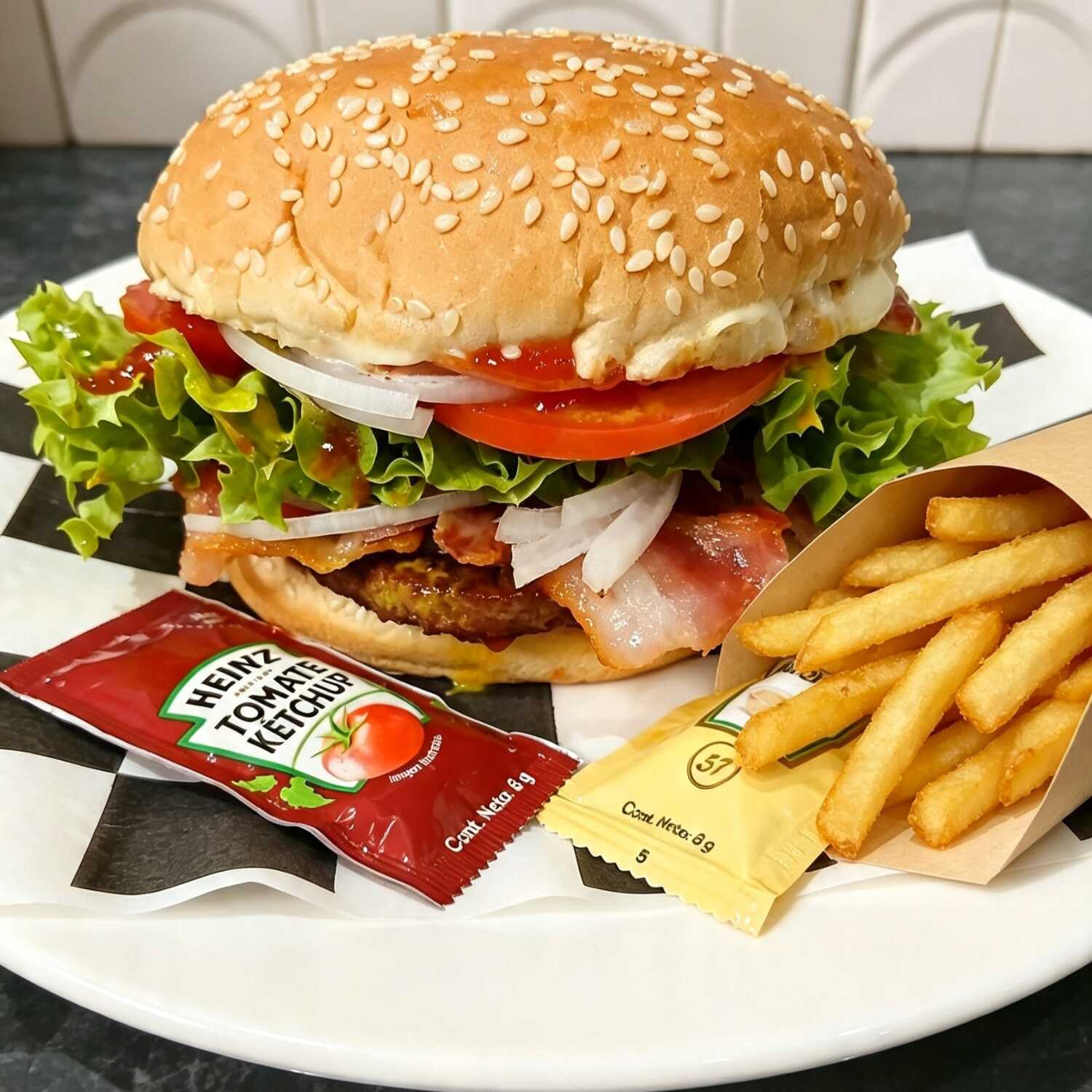 Combo Burger con Tocino y Queso más Papas