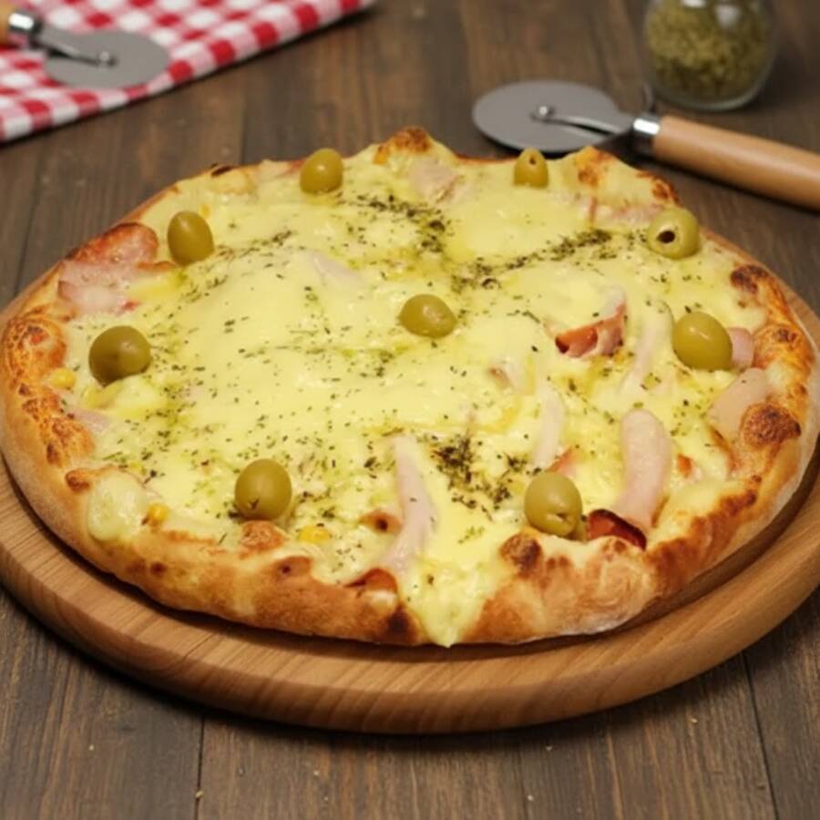 Lombo, mussarela e milho