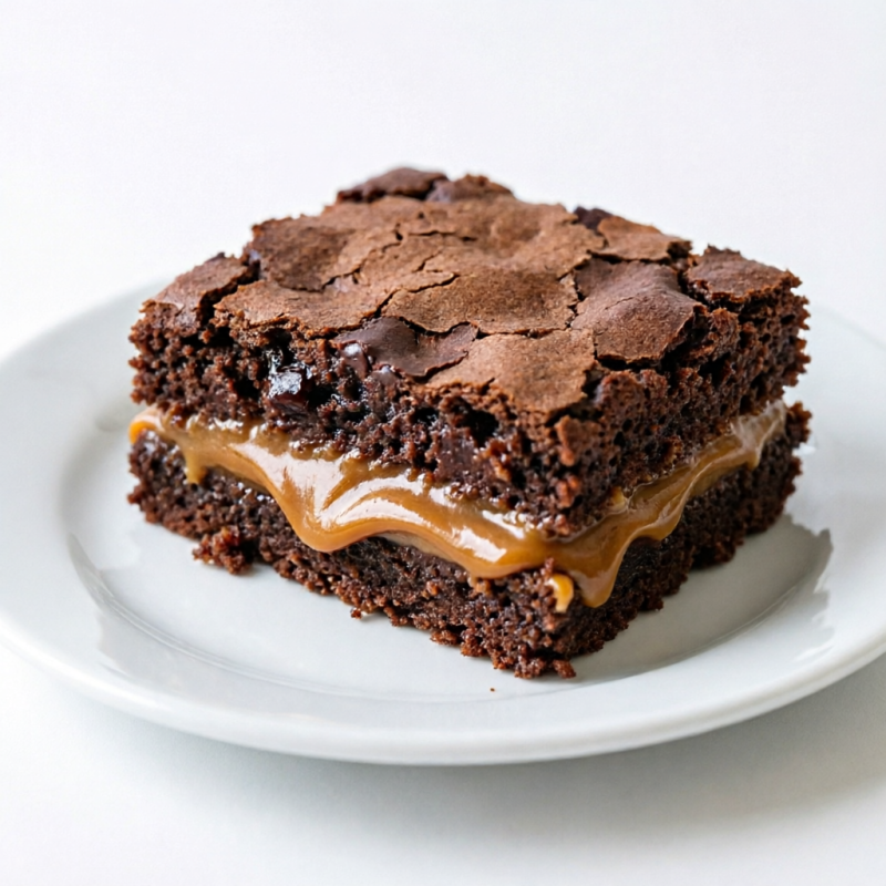 Brownie macio, recheado com um doce de leite cremoso e irresistível. Simplesmente perfeito!