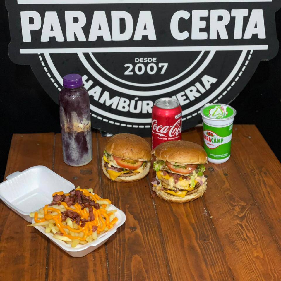 1 suculento x duplo com duas carnes dois ovos dois queijos presunto bacon calabresa polenguinho molho e salada + 1 x tudo com 1 carne, queijo , presunto ,bacon, calabresa, molho e salada + 1 batata média bacon com cheddar cremoso + 1 açaí batido de garrafa de 500 ml com paçoca amendoim e leite condensado+ coca lata + guaracamp