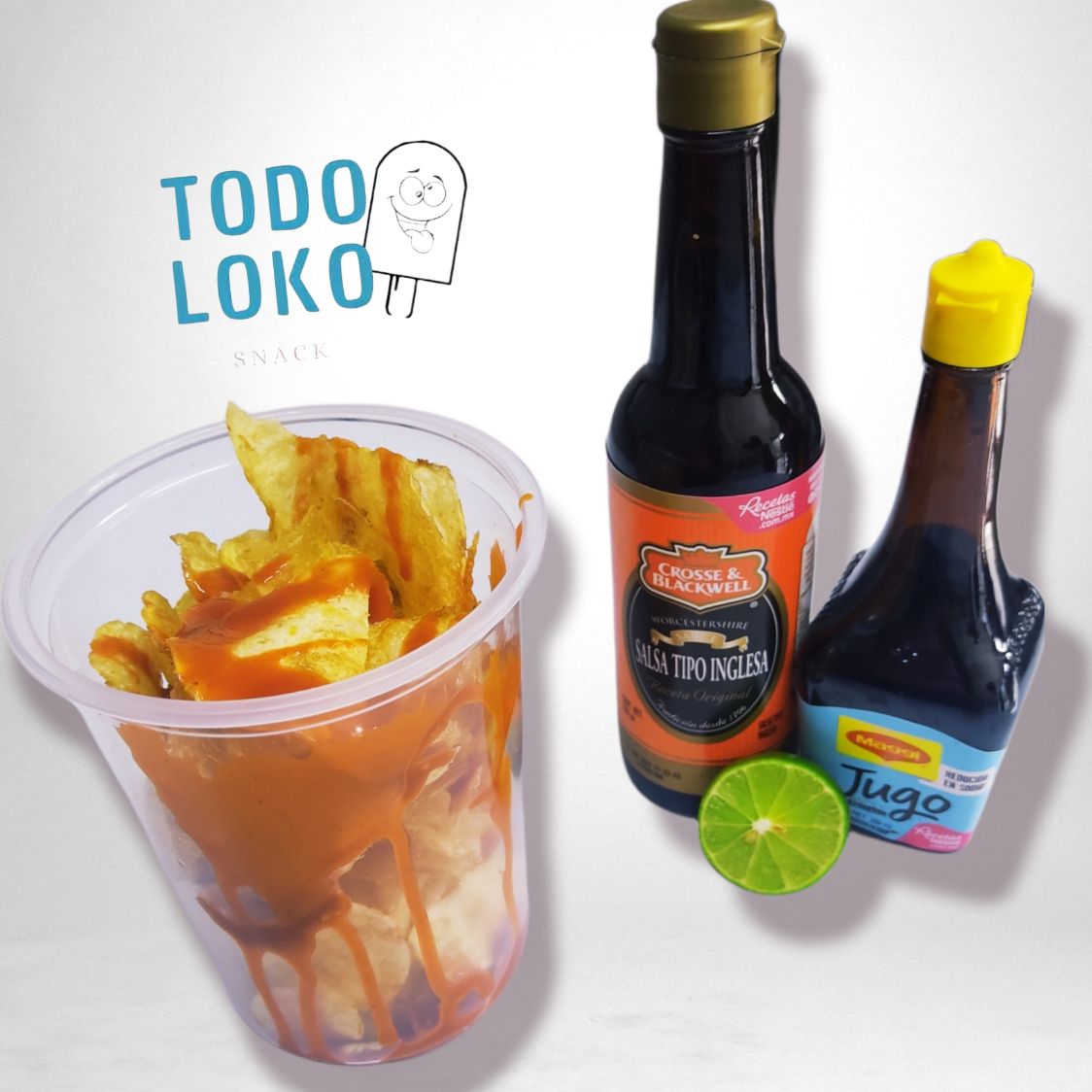 Papas naturales con salsa maggy, inglesa y botaner