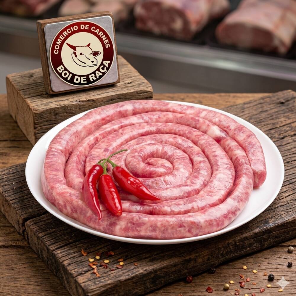 A linguiça apimentada é uma delícia suculenta e saborosa, perfeita para churrascos e grelhados, com um sabor marcante.