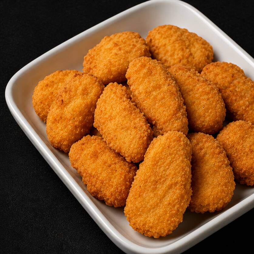 Deliciosos nuggets de frango, empanados e fritos até ficarem dourados e crocantes por fora, e macios e suculentos por dentro. Perfeitos para qualquer ocasiao.