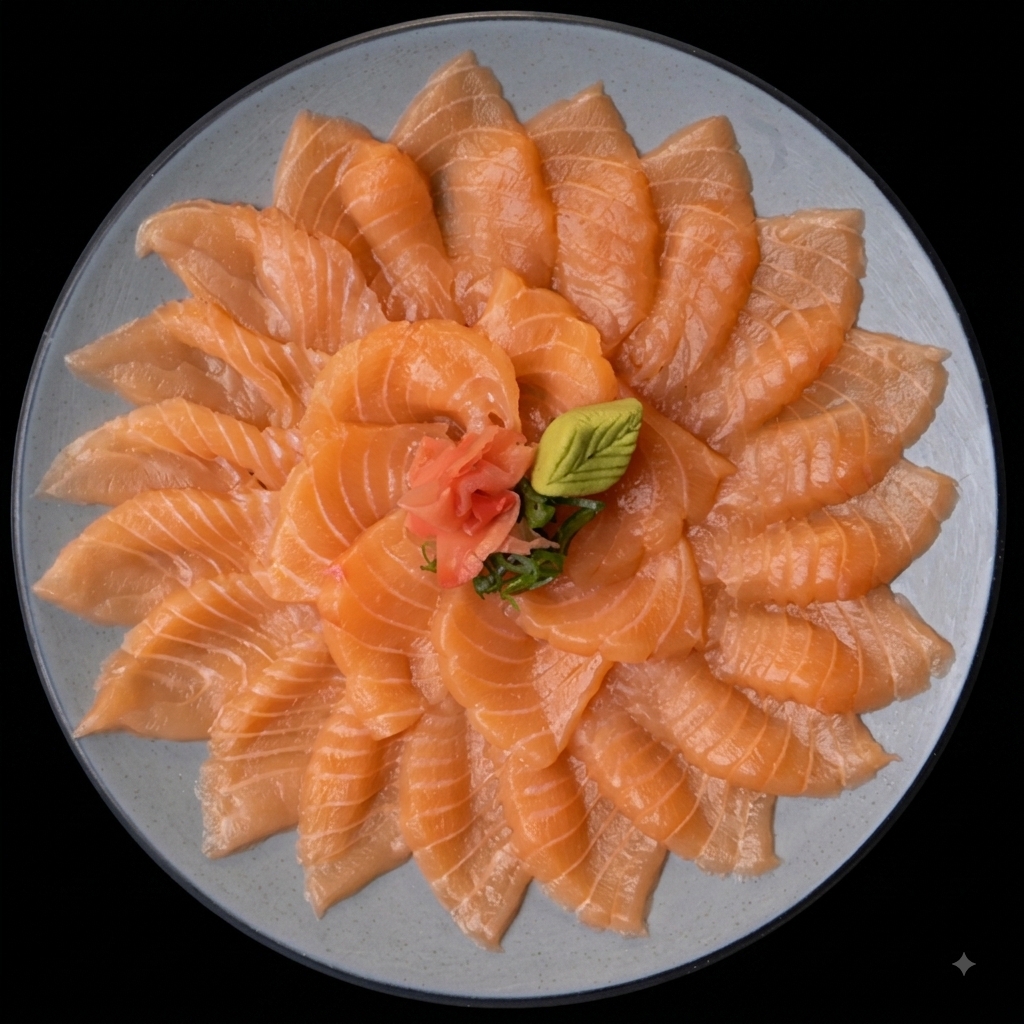 Sashimi de salmón corte fino