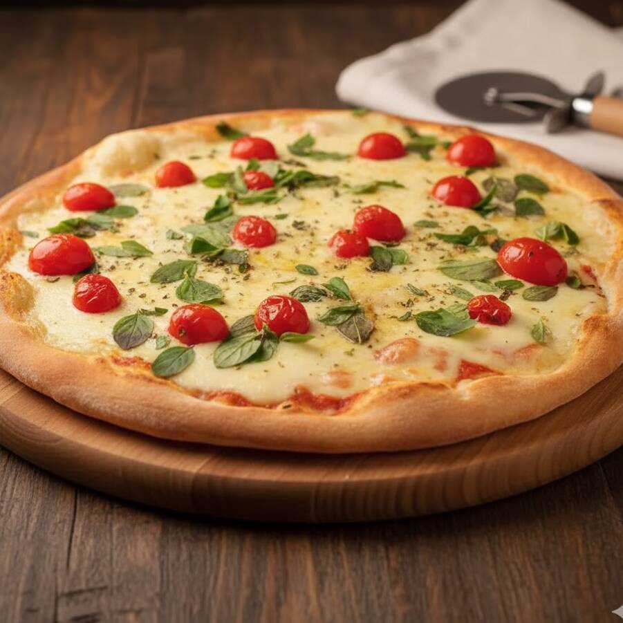 Mussarela bufala, Tomate cereja e Manjericão fresco