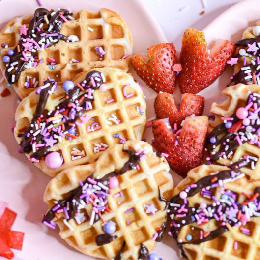 Mini waffles de corazon