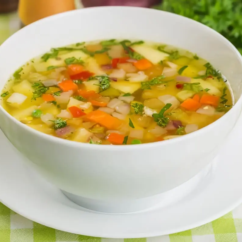 Caldo de verduras con pollo