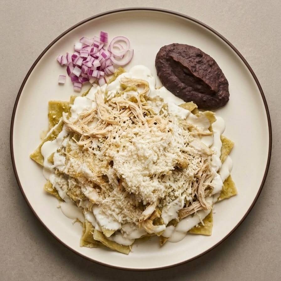 Chilaquiles Verdes con Pollo Desmenuzado